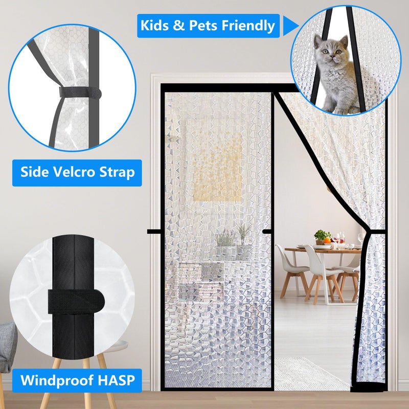 RELIANCER Magnetic Thermal Insulated Door Curtain Waterproof EVA Door Cover Fit Door Size 32""x96"" Temperature Protection Insulated Doorway Curtains Self-Closing Door Screen Windproof Door Net Screen - Image 5